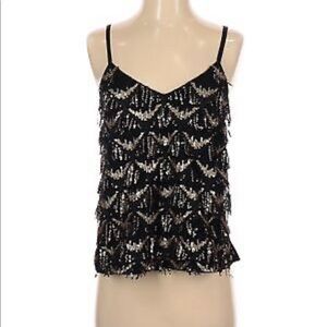 Black + gold sequin blouse